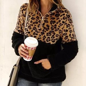 SALE Brand New Leopard Sherpa Sweatshirt Sz S